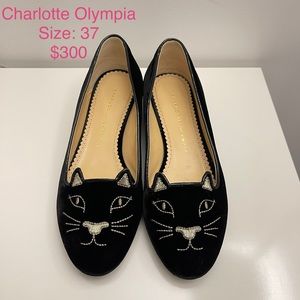Charlotte Olympia velvet Flat shoes; Size 37; Brand NEW